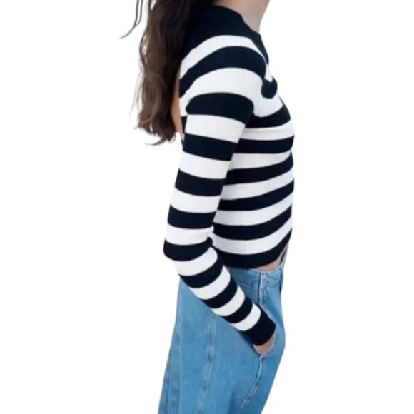 ZARA | Navy | KNIT SWEATER WITH OPEN BACK - Picture 8 of 10